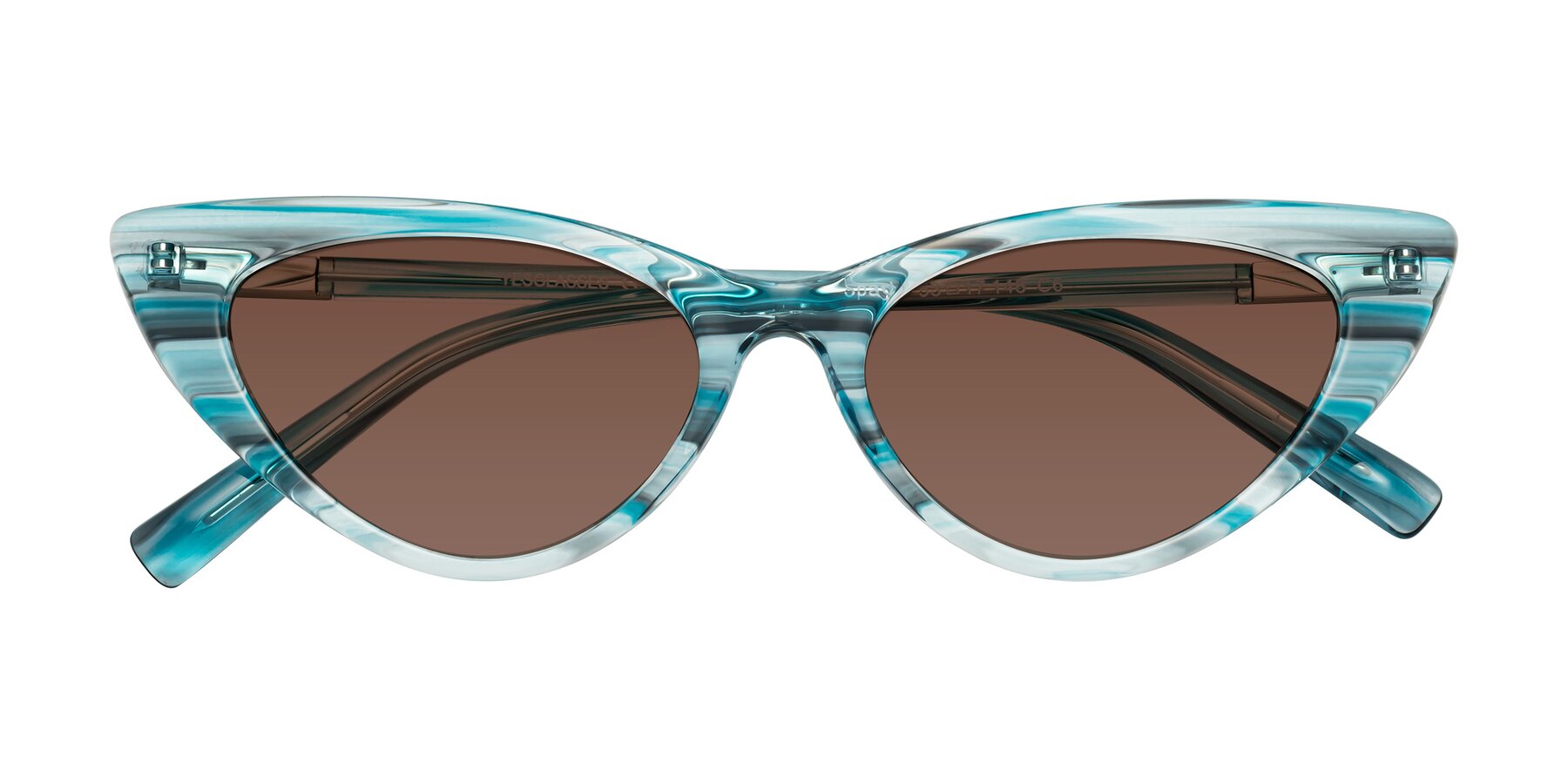 Folded Front of Sparks in Cyan Striped with Brown Tinted Lenses