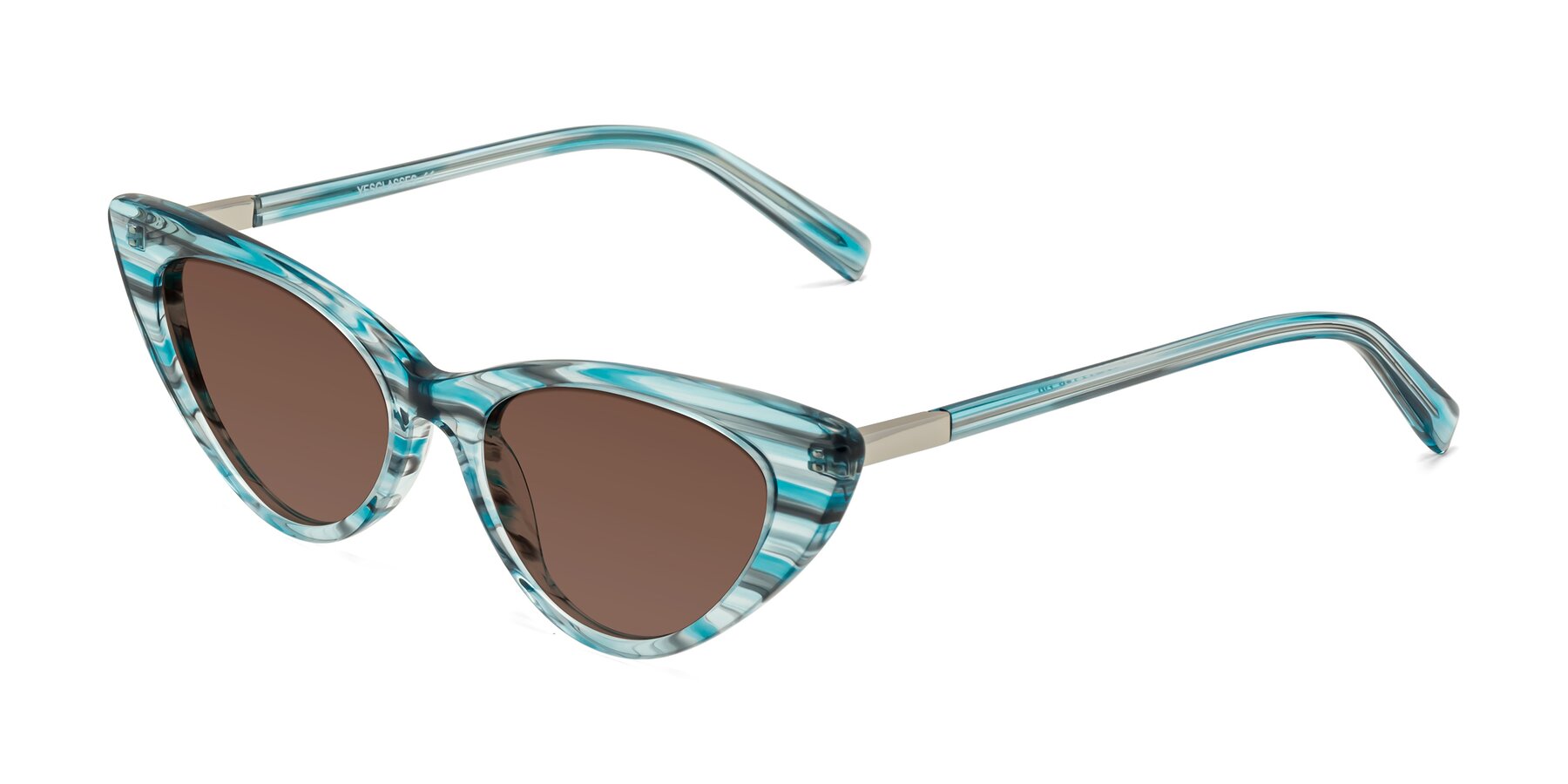 Angle of Sparks in Cyan Striped with Brown Tinted Lenses