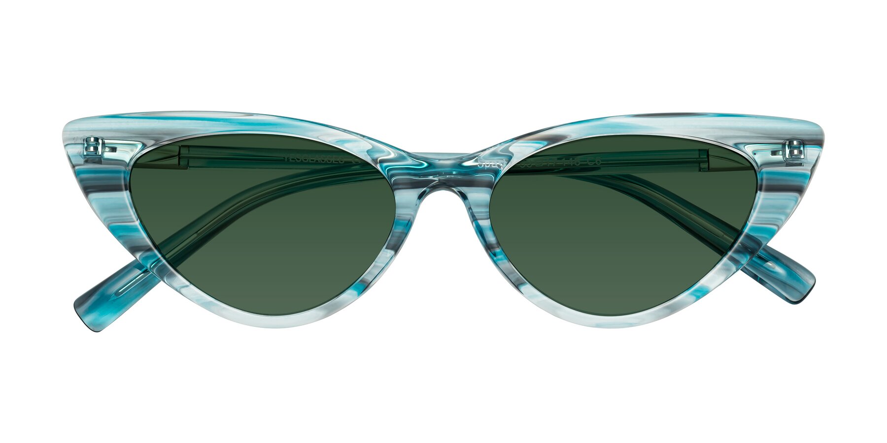 Folded Front of Sparks in Cyan Striped with Green Tinted Lenses