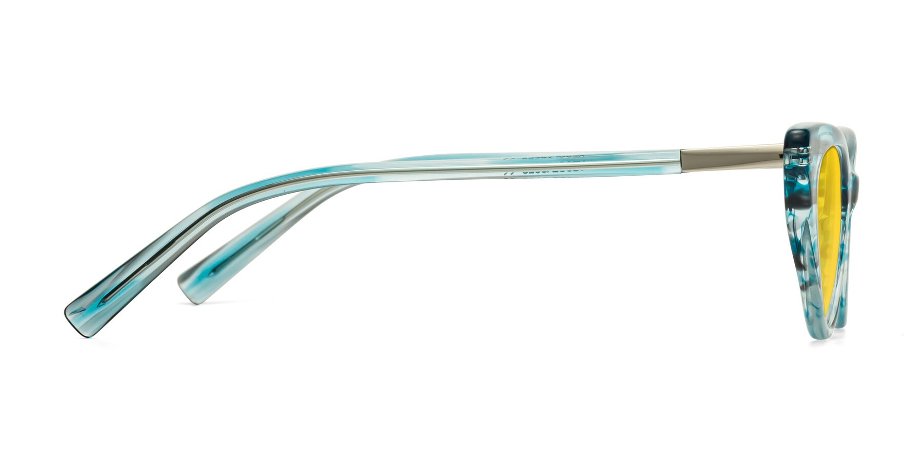 Side of Sparks in Cyan Striped with Yellow Tinted Lenses