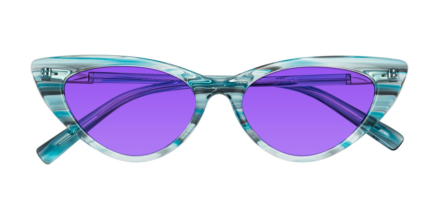 Sparks - Cyan Striped Tinted Sunglasses