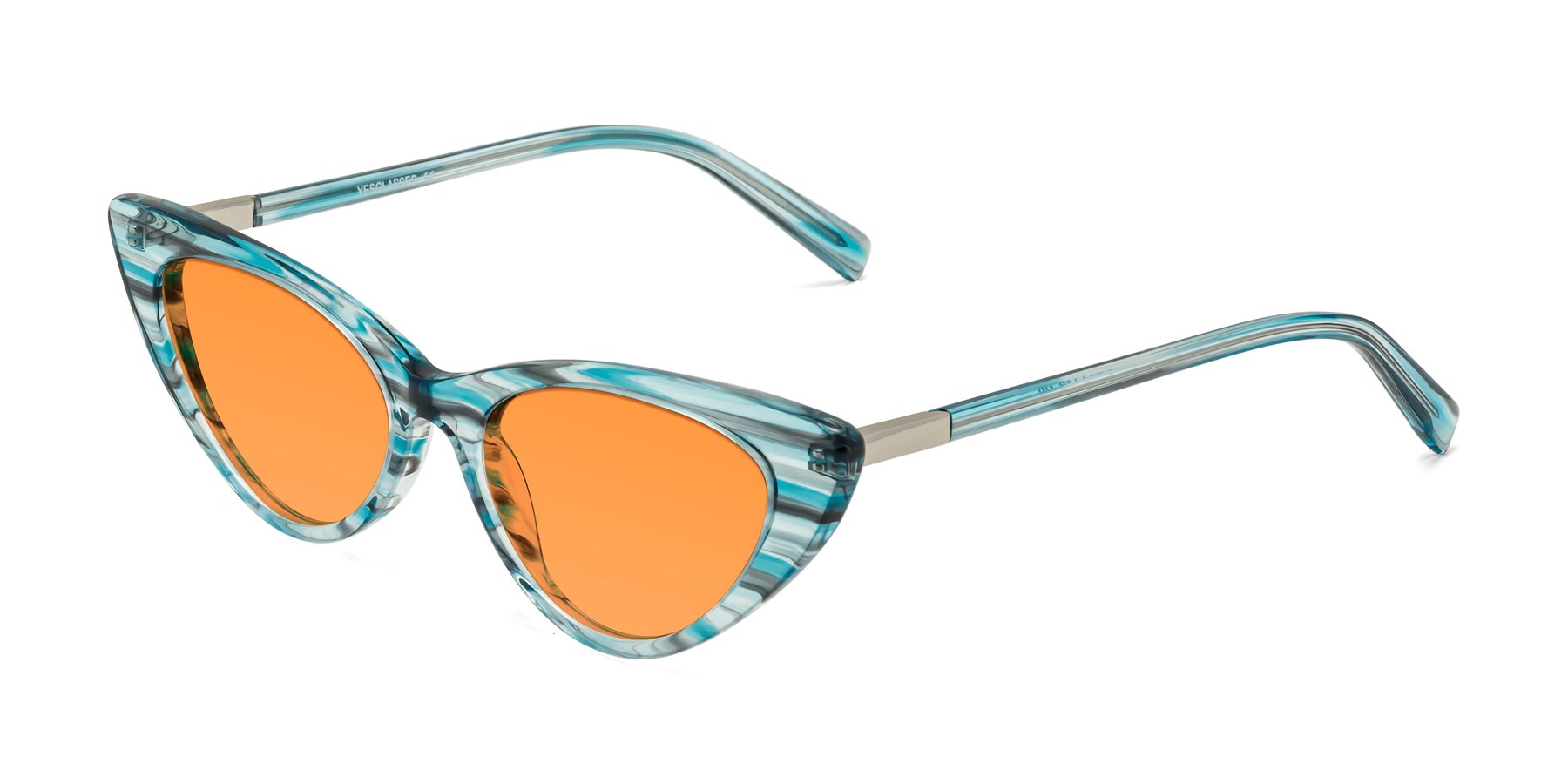 Angle of Sparks in Cyan Striped with Orange Tinted Lenses