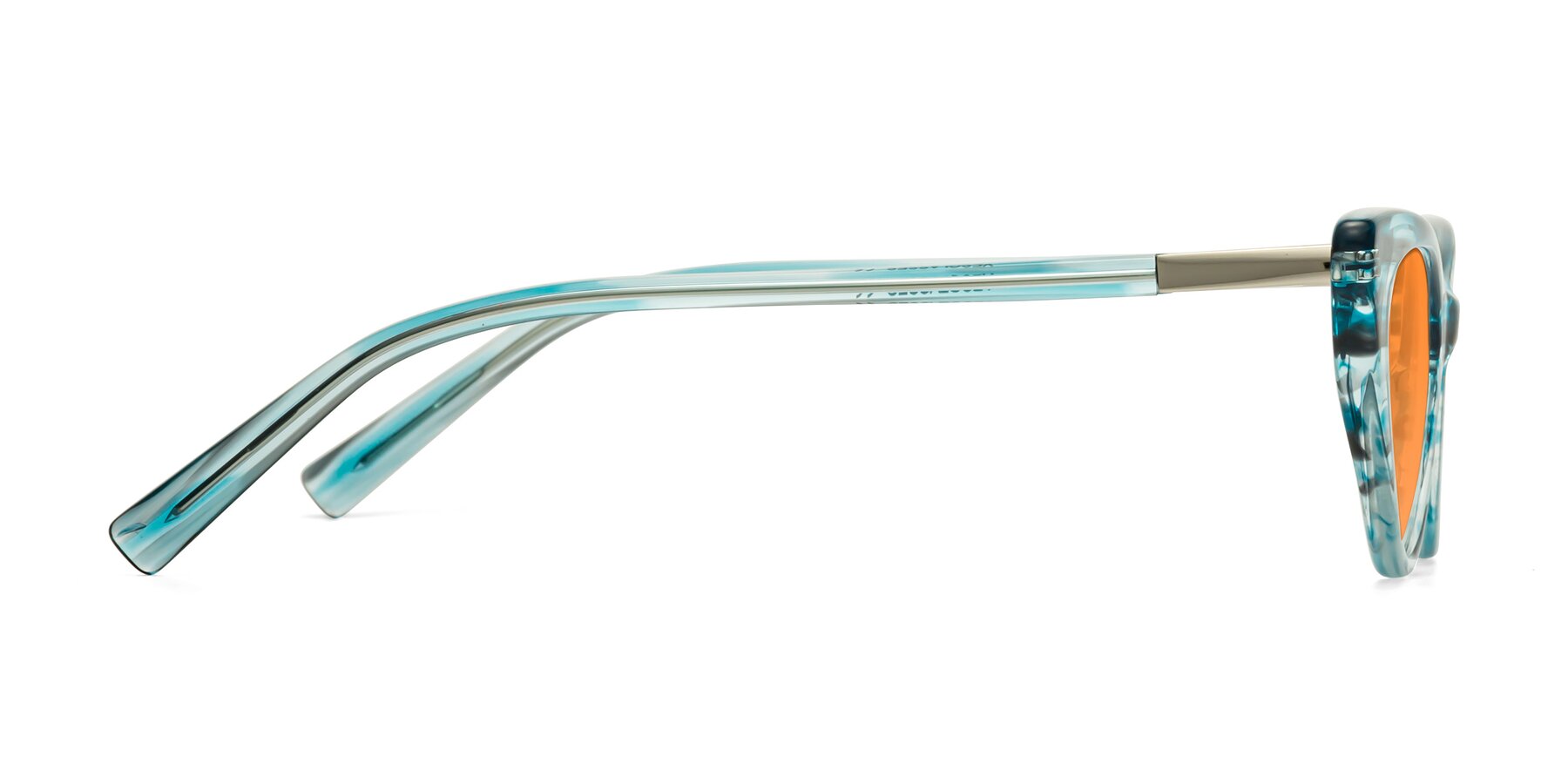 Side of Sparks in Cyan Striped with Orange Tinted Lenses