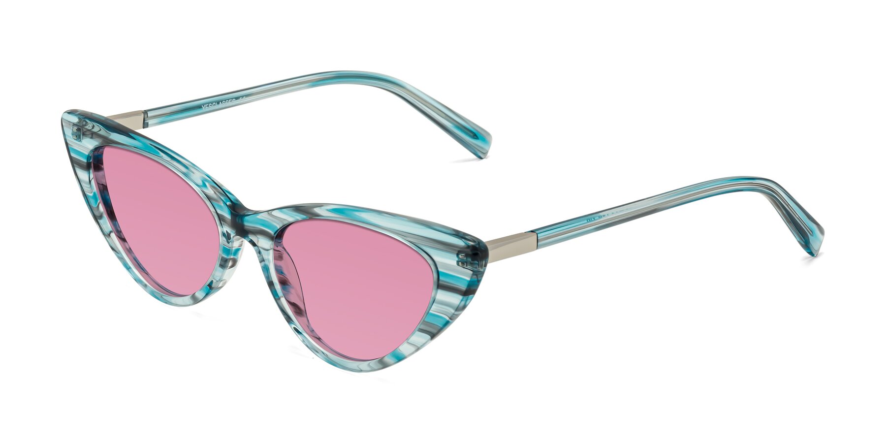 Angle of Sparks in Cyan Striped with Medium Wine Tinted Lenses