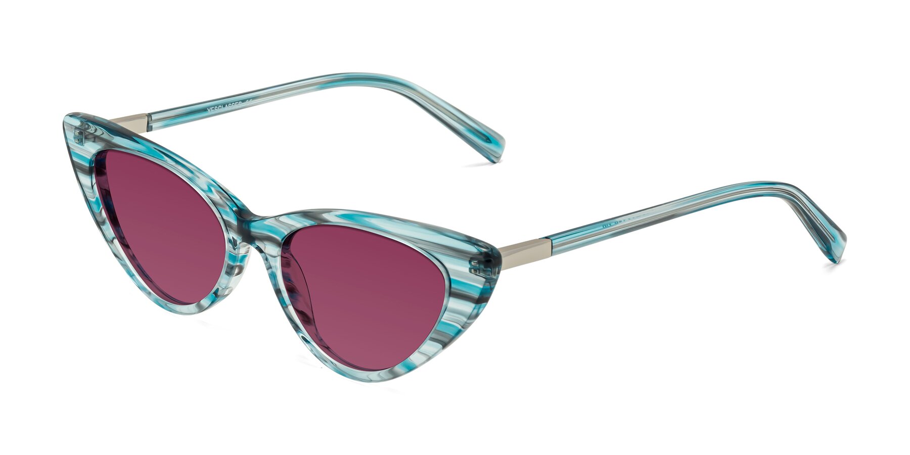 Angle of Sparks in Cyan Striped with Wine Tinted Lenses