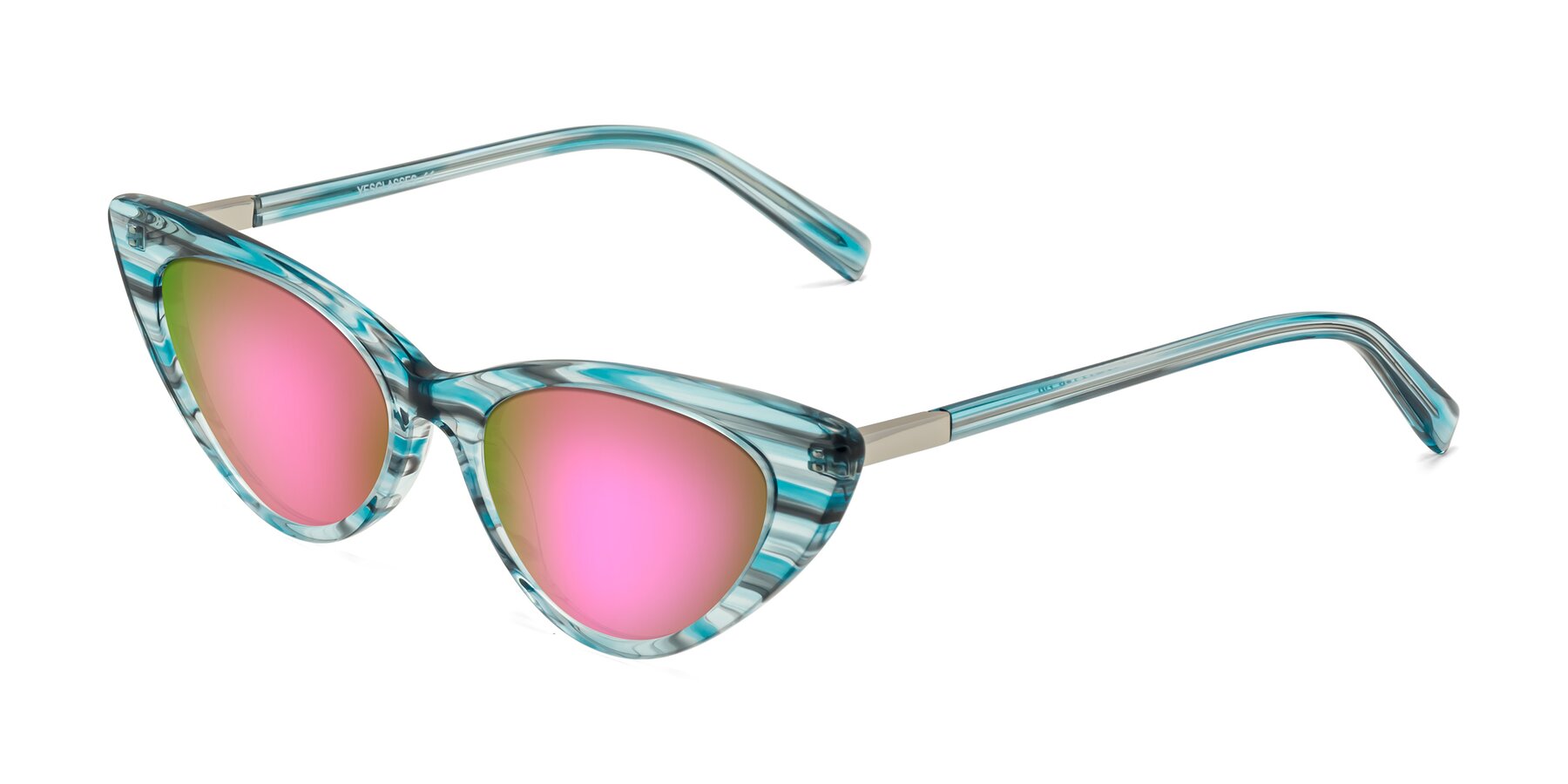 Angle of Sparks in Cyan Striped with Pink Mirrored Lenses