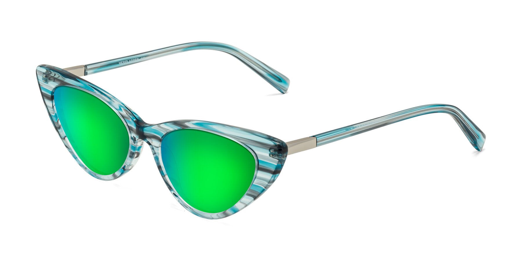 Angle of Sparks in Cyan Striped with Green Mirrored Lenses