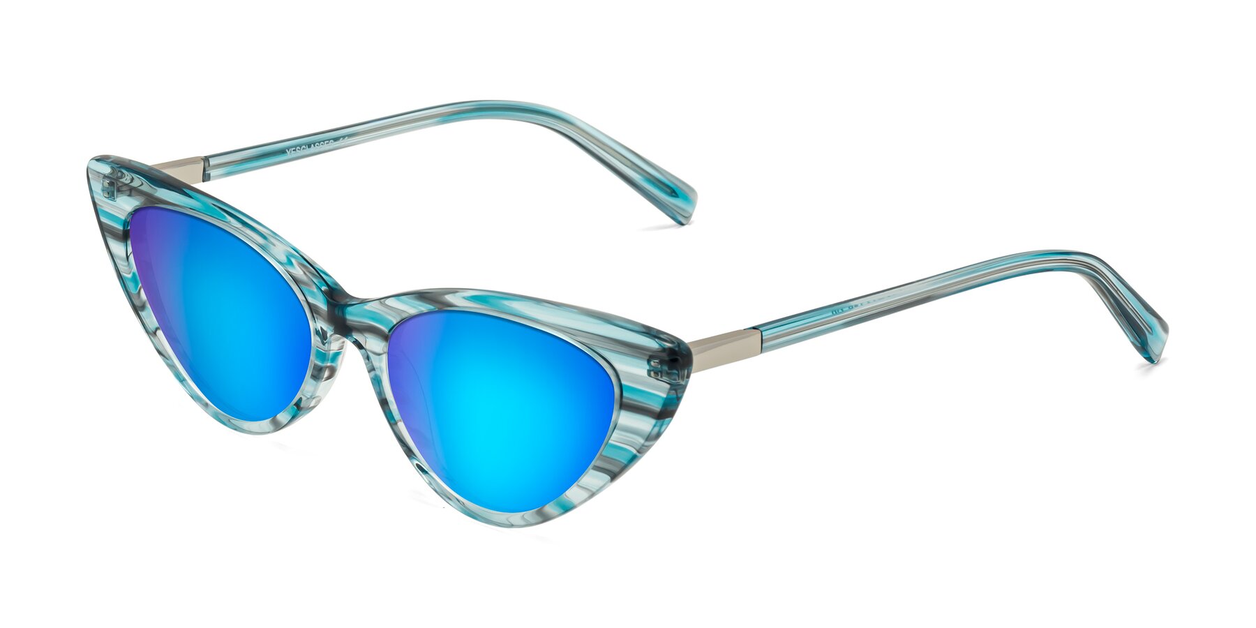 Angle of Sparks in Cyan Striped with Blue Mirrored Lenses