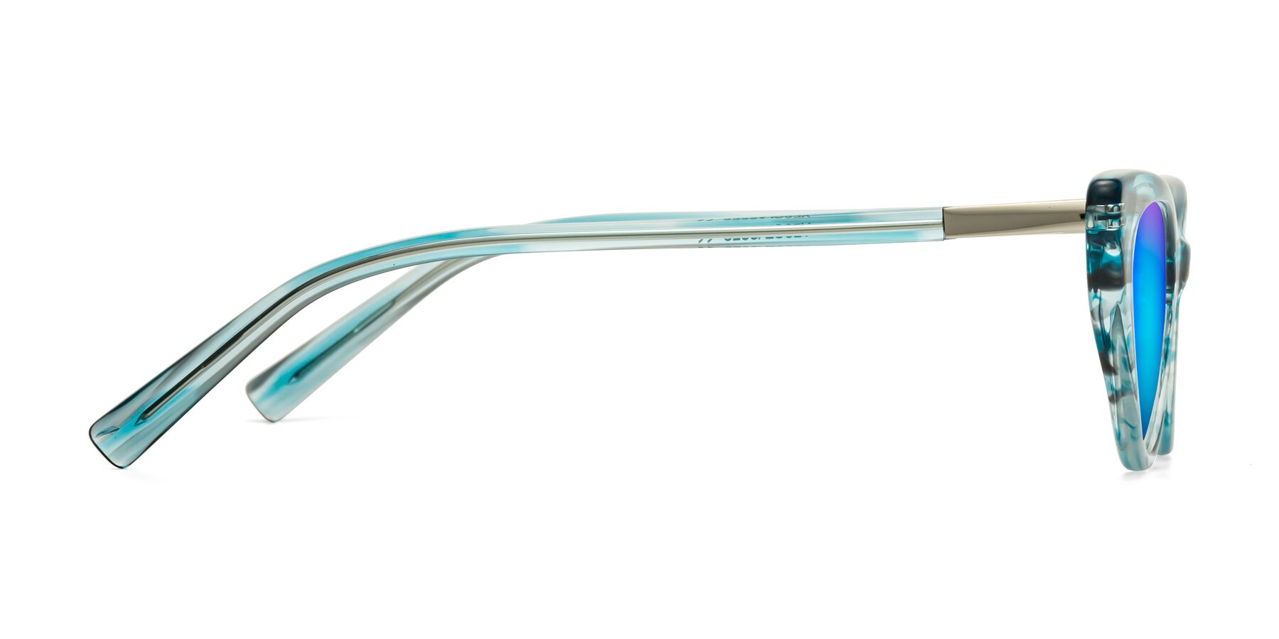 Side of Sparks in Cyan Striped with Blue Mirrored Lenses