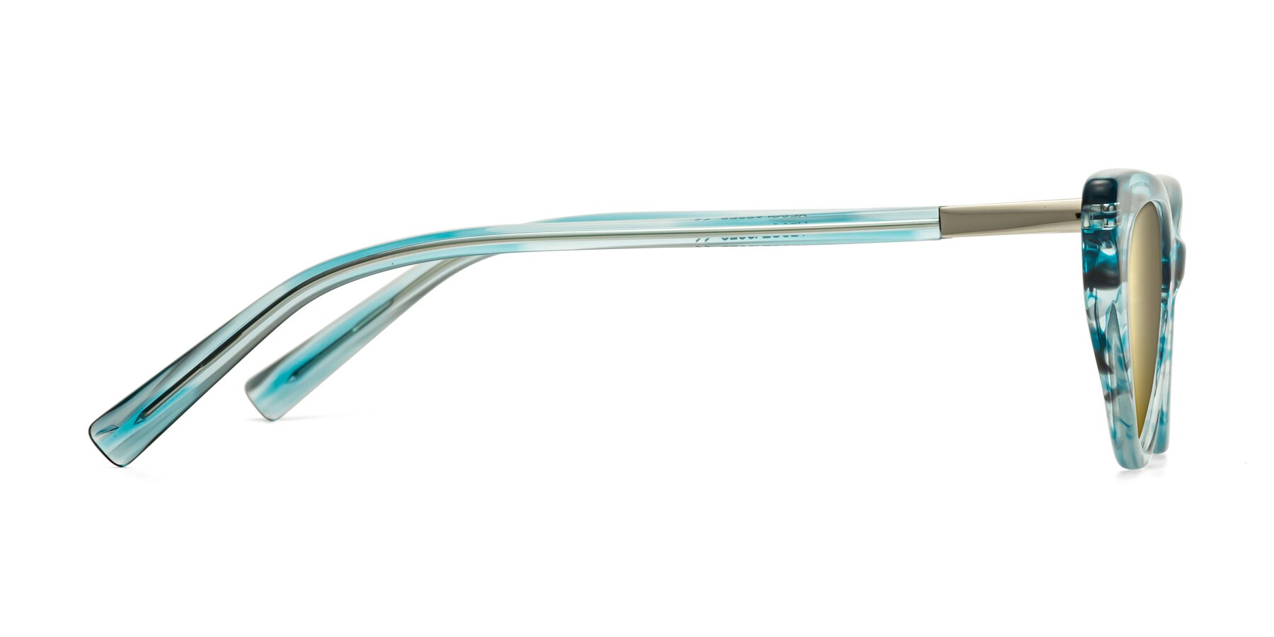 Side of Sparks in Cyan Striped with Gold Mirrored Lenses