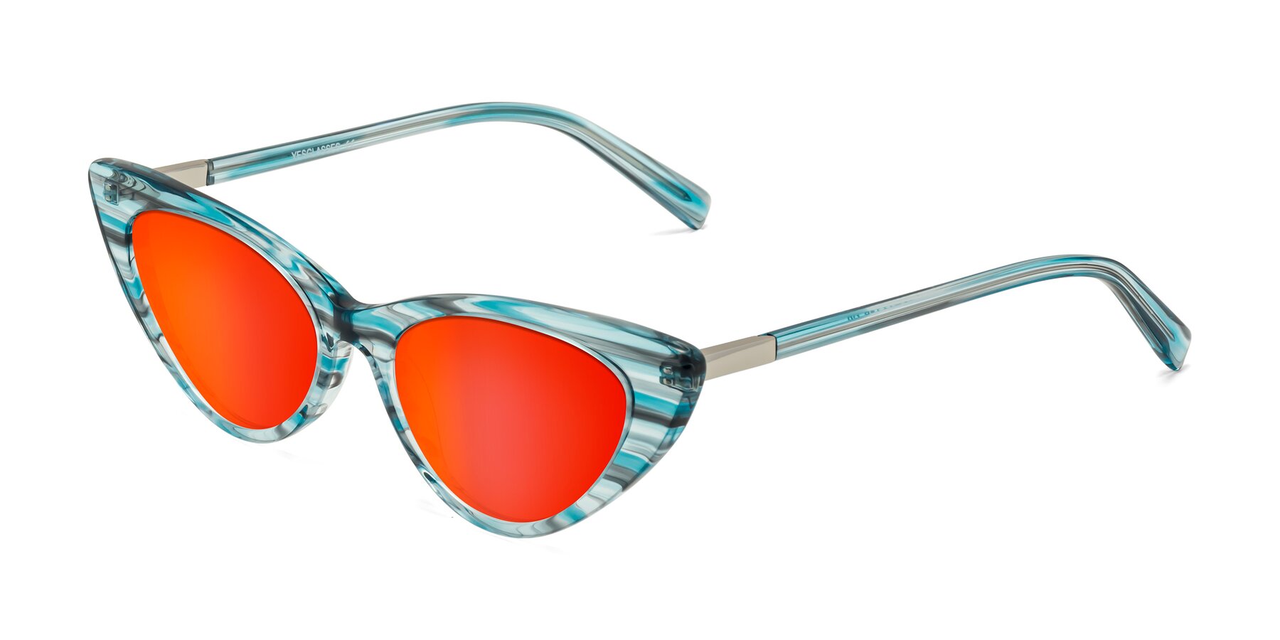 Angle of Sparks in Cyan Striped with Red Gold Mirrored Lenses