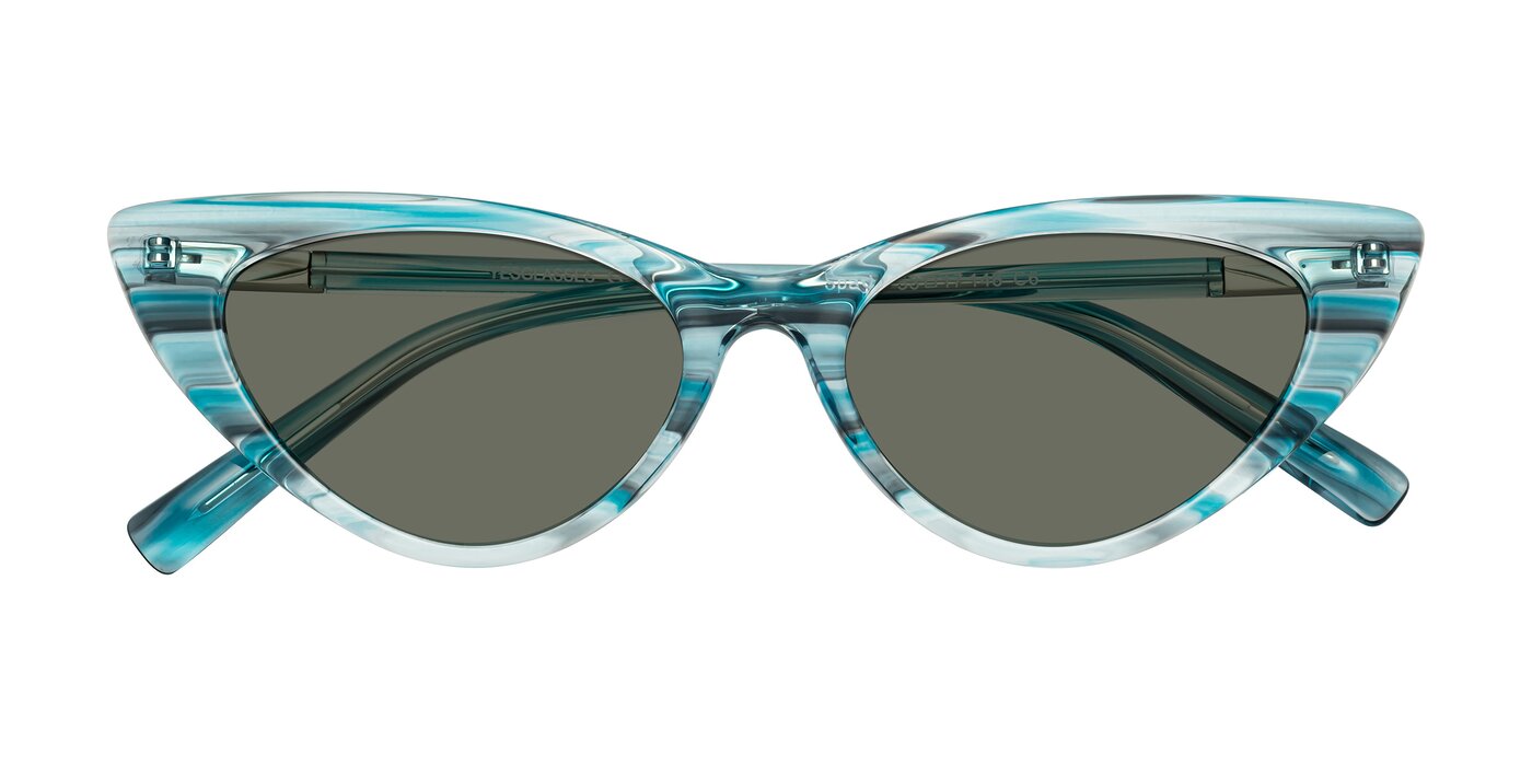 Sparks - Cyan Striped Polarized Sunglasses