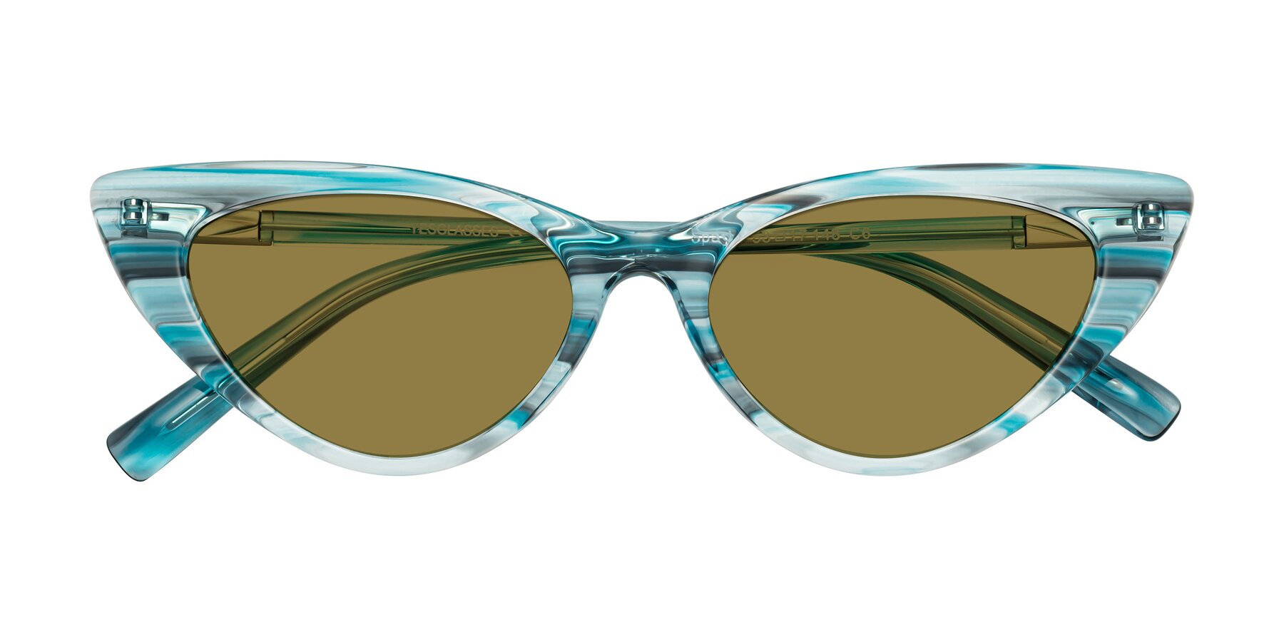 Folded Front of Sparks in Cyan Striped with Brown Polarized Lenses