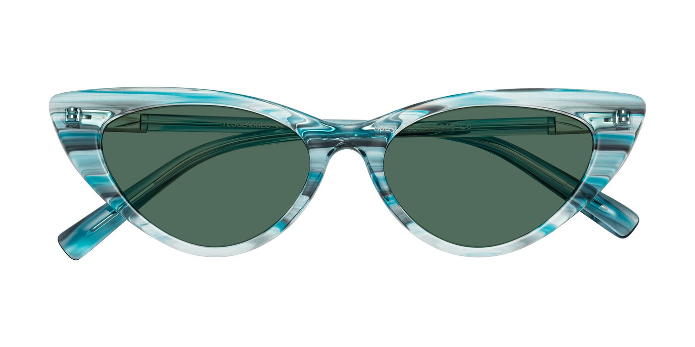 Sparks - Cyan Striped Polarized Sunglasses