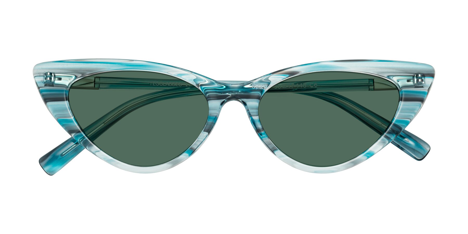 Folded Front of Sparks in Cyan Striped with Green Polarized Lenses