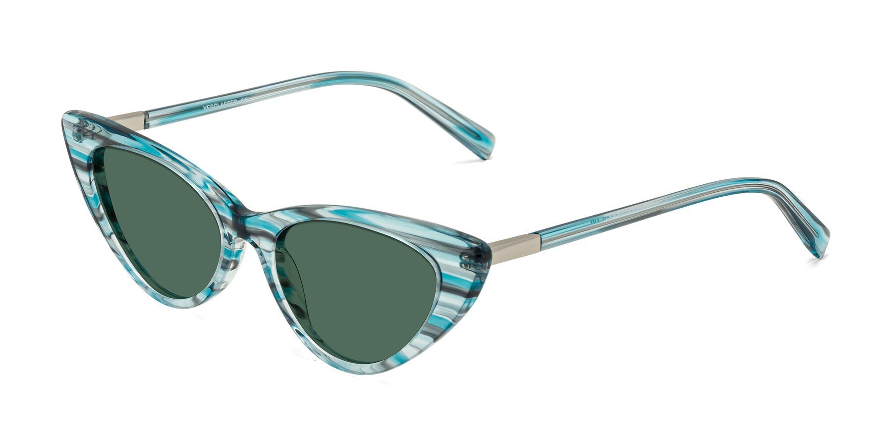 Angle of Sparks in Cyan Striped with Green Polarized Lenses