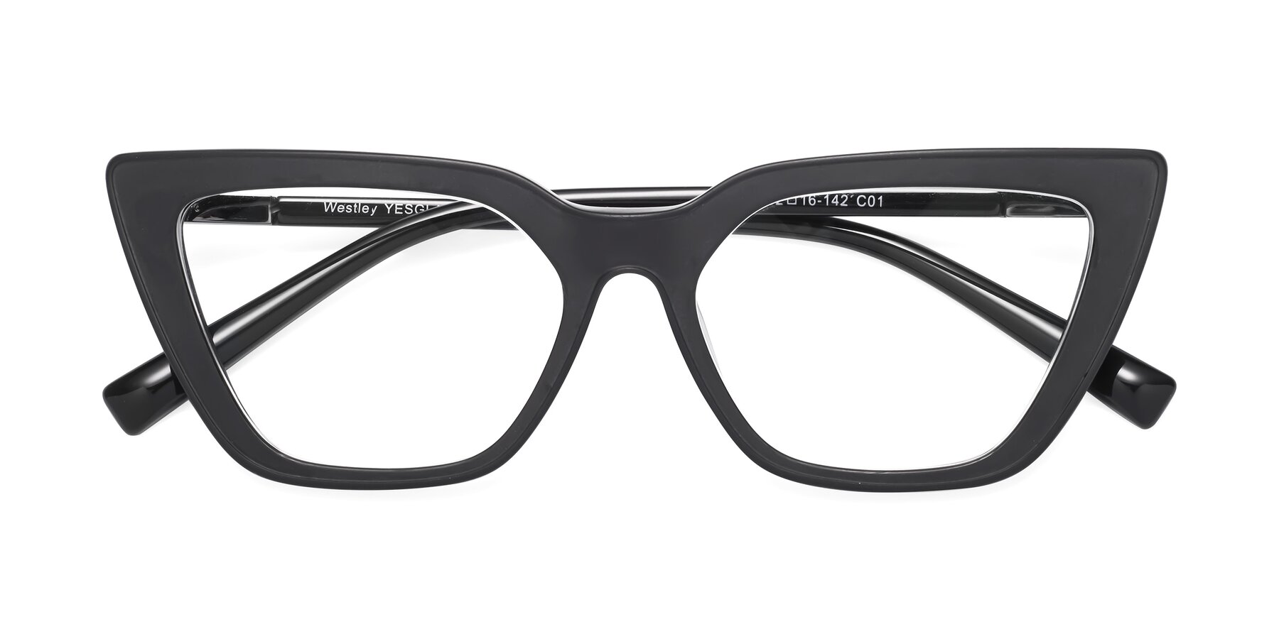 Folded Front of Westley in Matte Black with Clear Reading Eyeglass Lenses
