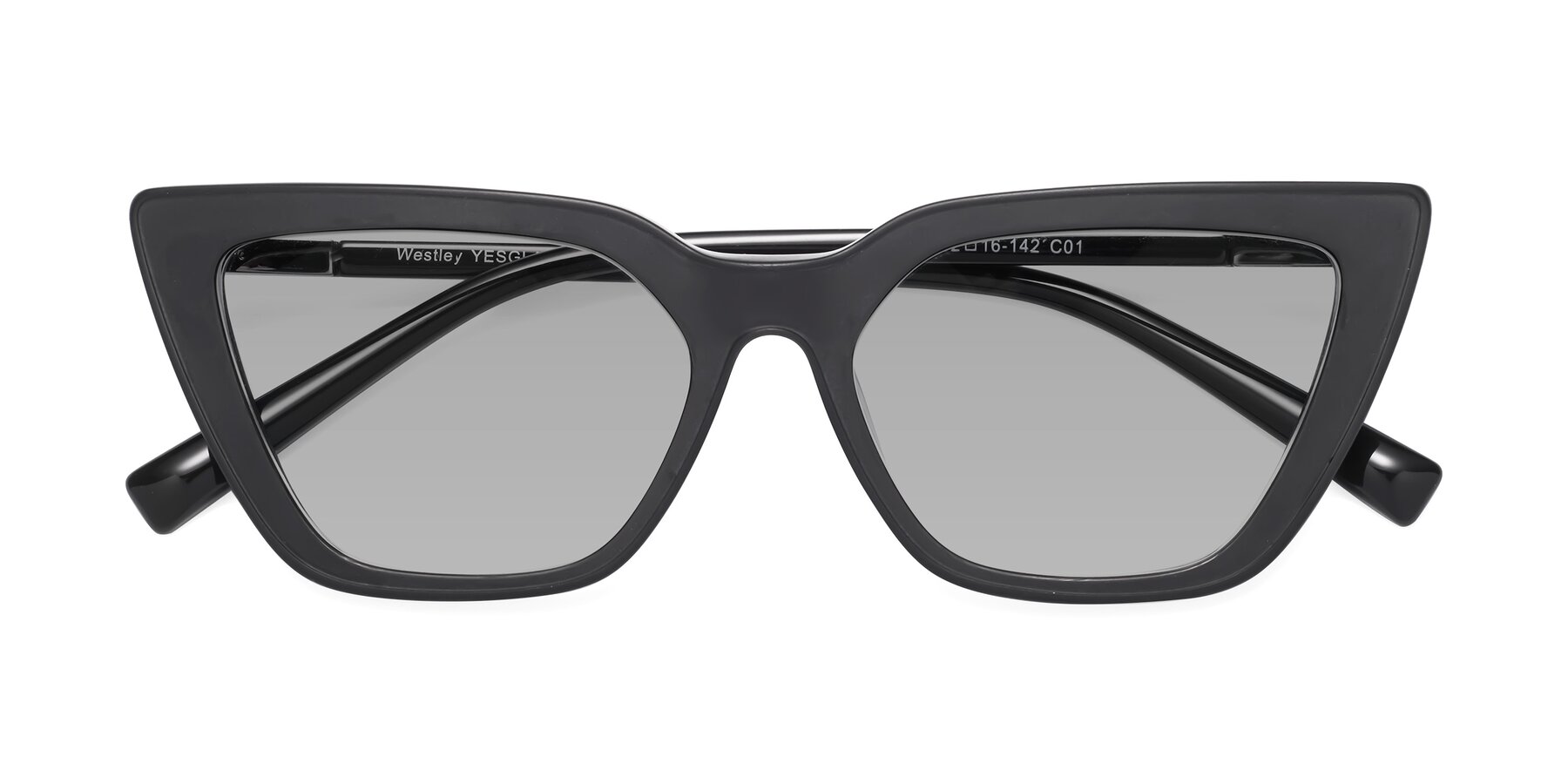 Folded Front of Westley in Matte Black with Light Gray Tinted Lenses