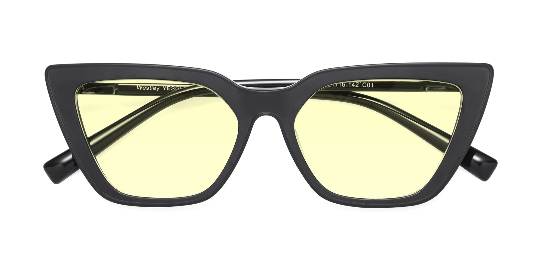 Folded Front of Westley in Matte Black with Light Yellow Tinted Lenses