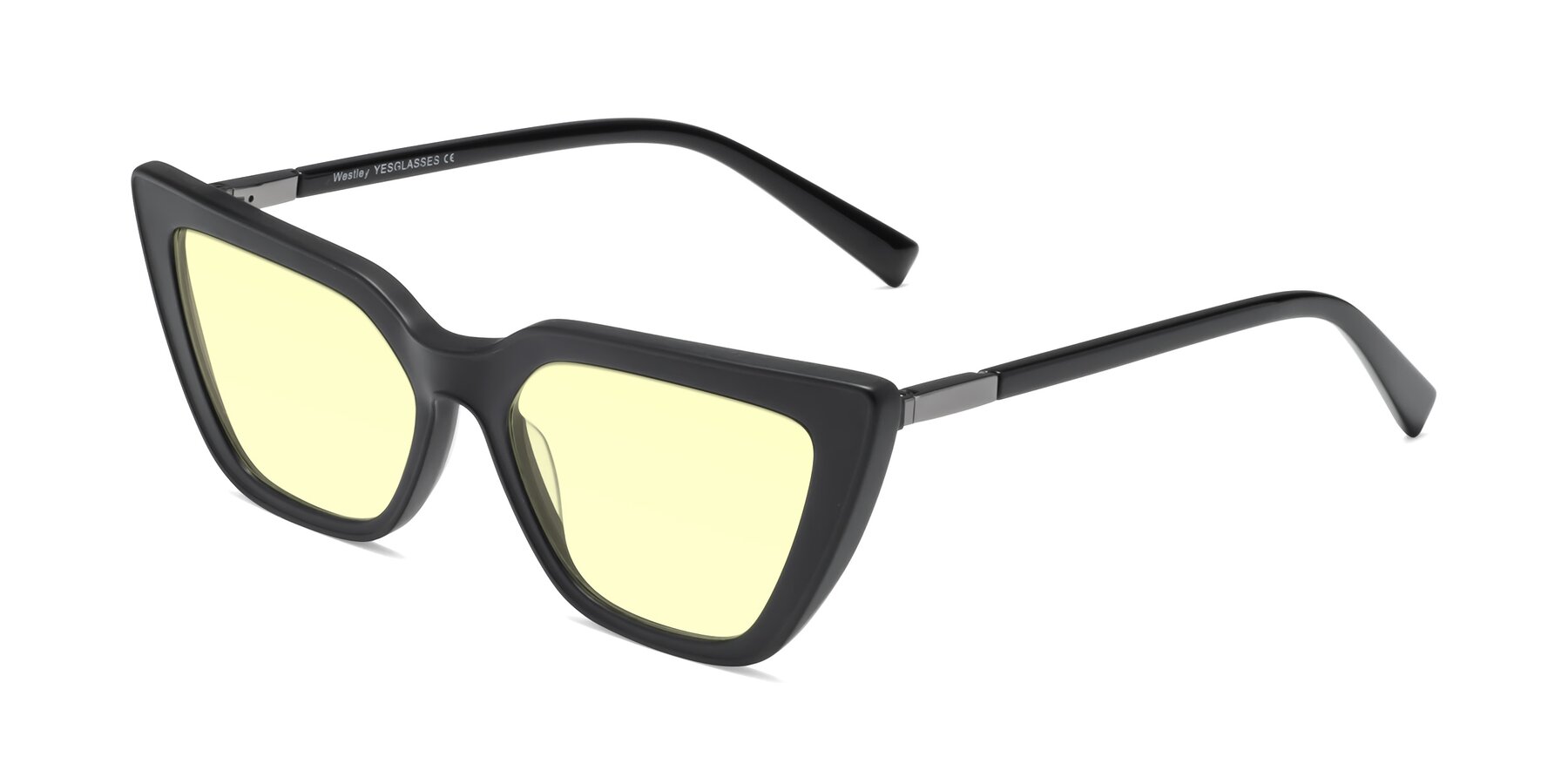 Angle of Westley in Matte Black with Light Yellow Tinted Lenses