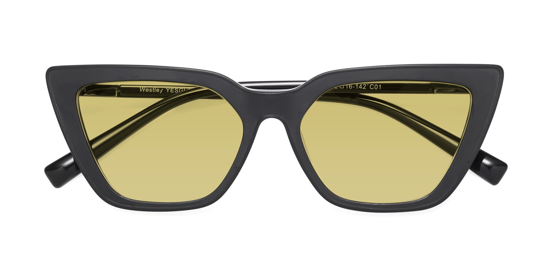 Folded Front of Westley in Matte Black with Medium Champagne Tinted Lenses