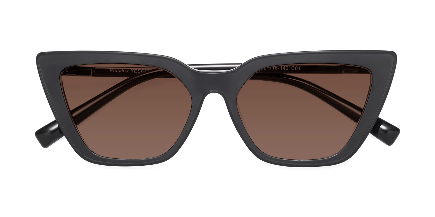 Folded Front of Westley in Matte Black with Brown Tinted Lenses