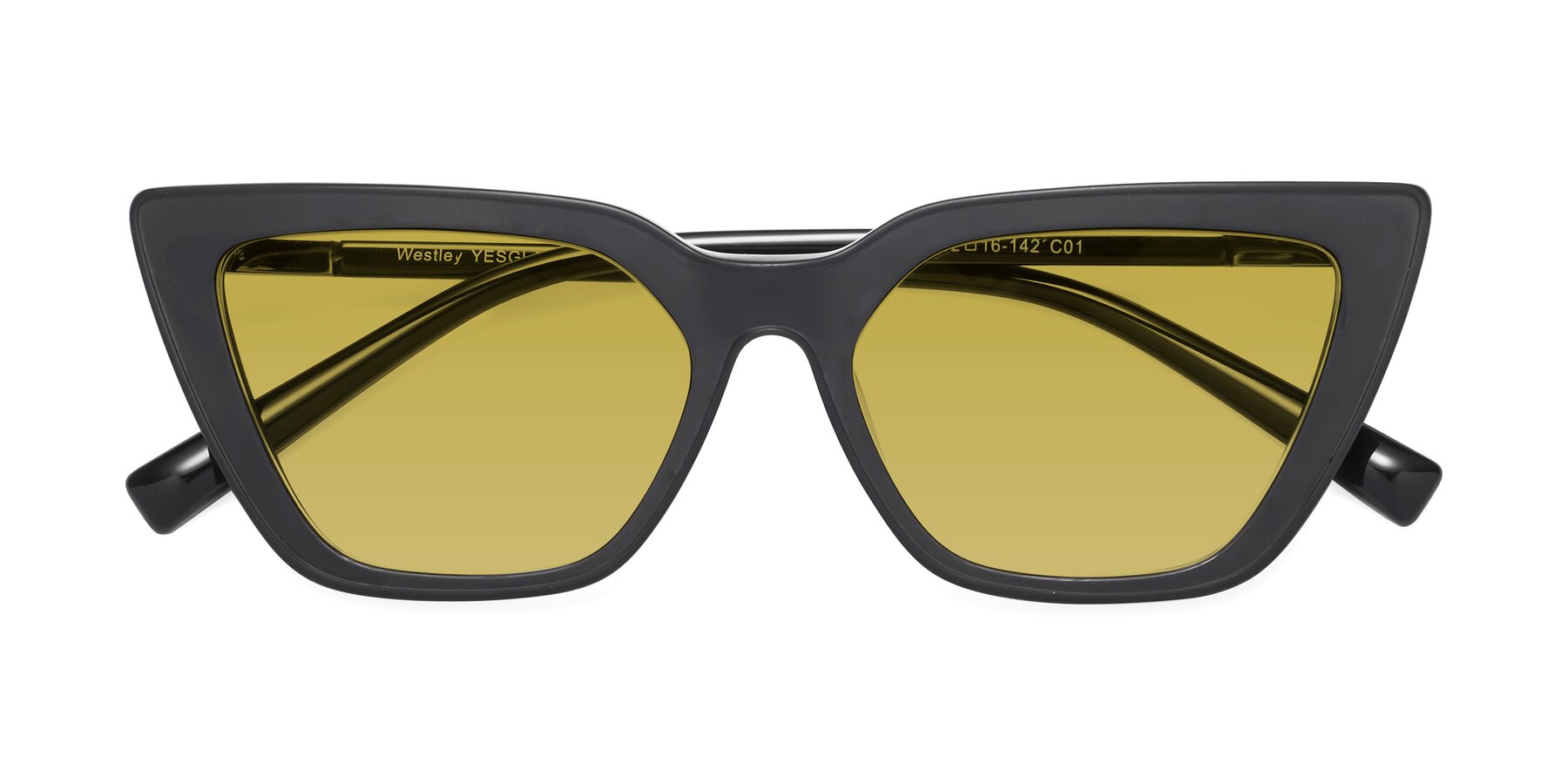 Folded Front of Westley in Matte Black with Champagne Tinted Lenses