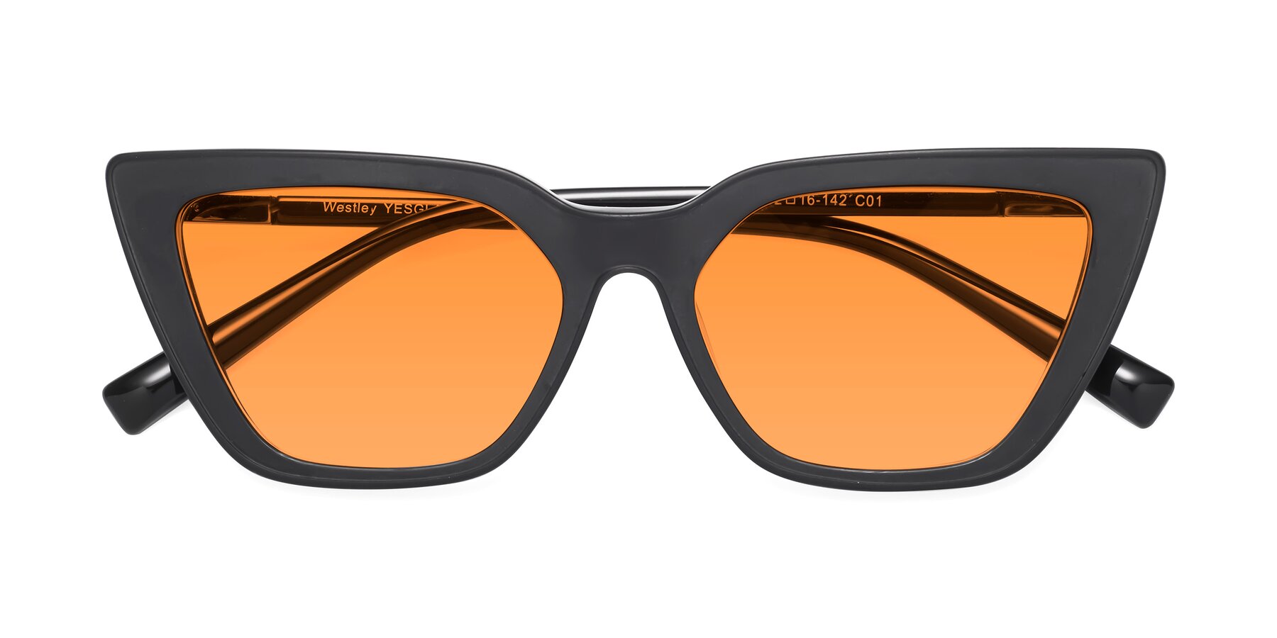 Folded Front of Westley in Matte Black with Orange Tinted Lenses