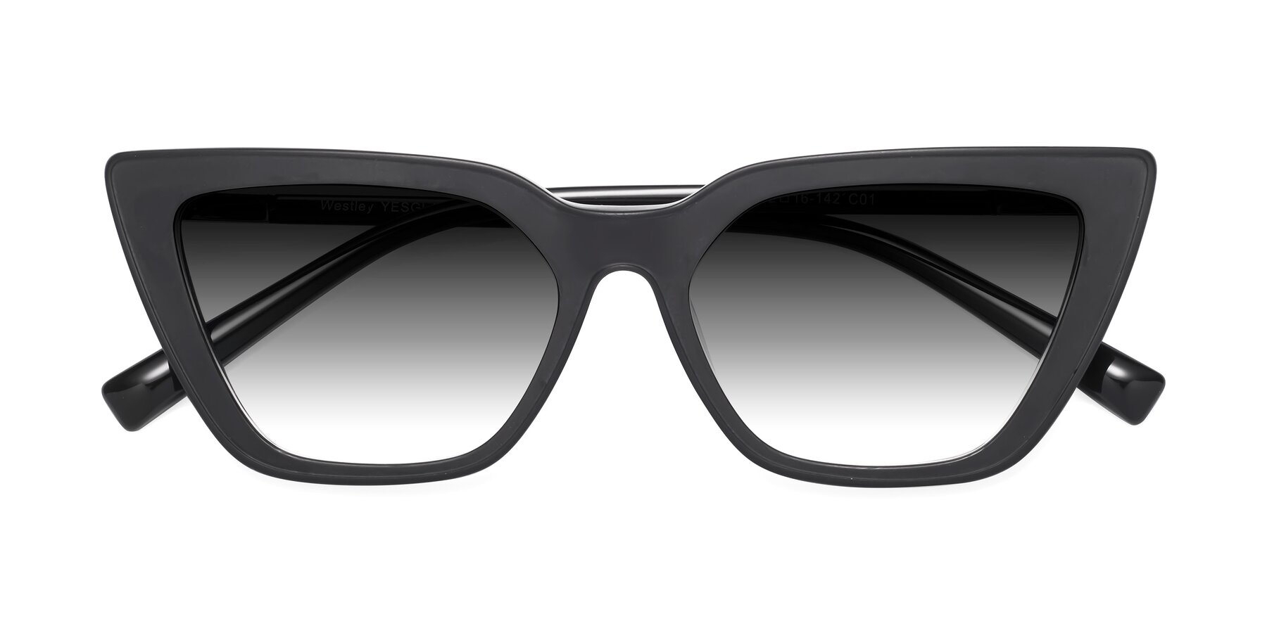 Folded Front of Westley in Matte Black with Gray Gradient Lenses