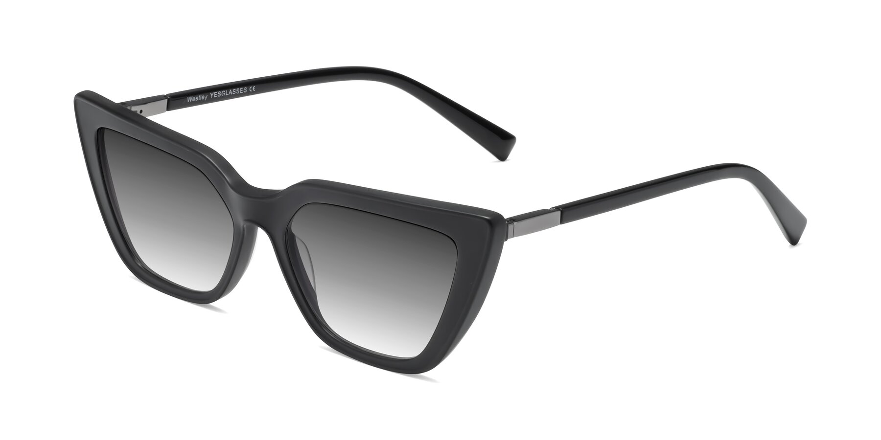 Angle of Westley in Matte Black with Gray Gradient Lenses