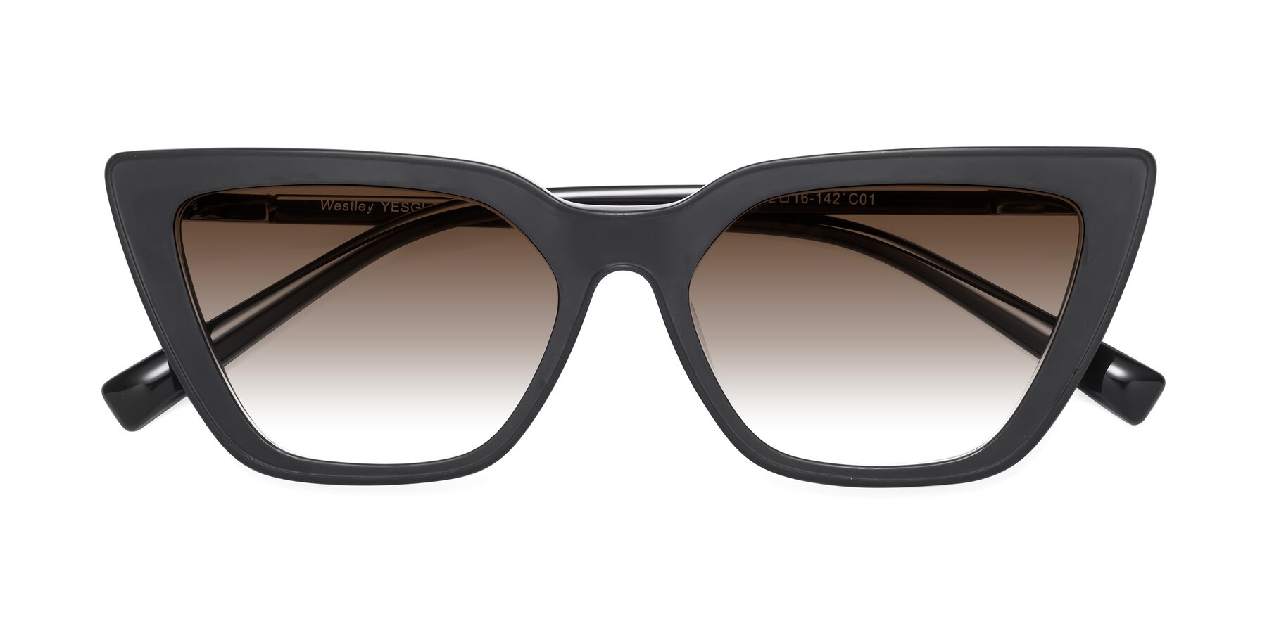 Folded Front of Westley in Matte Black with Brown Gradient Lenses