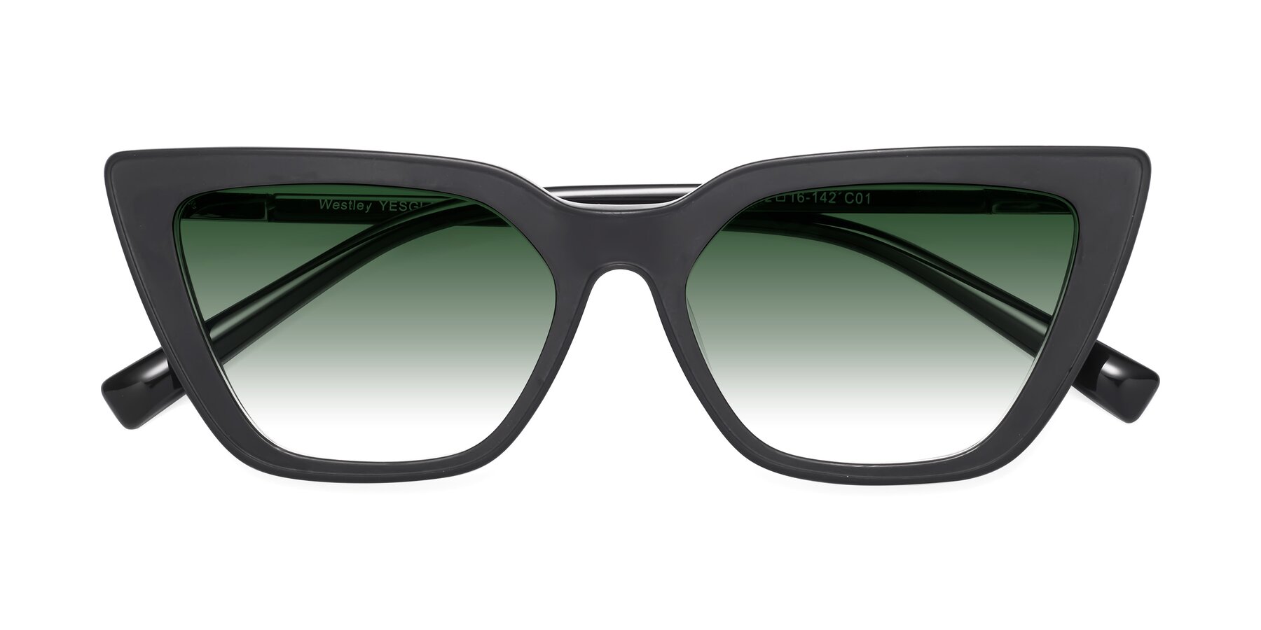 Folded Front of Westley in Matte Black with Green Gradient Lenses