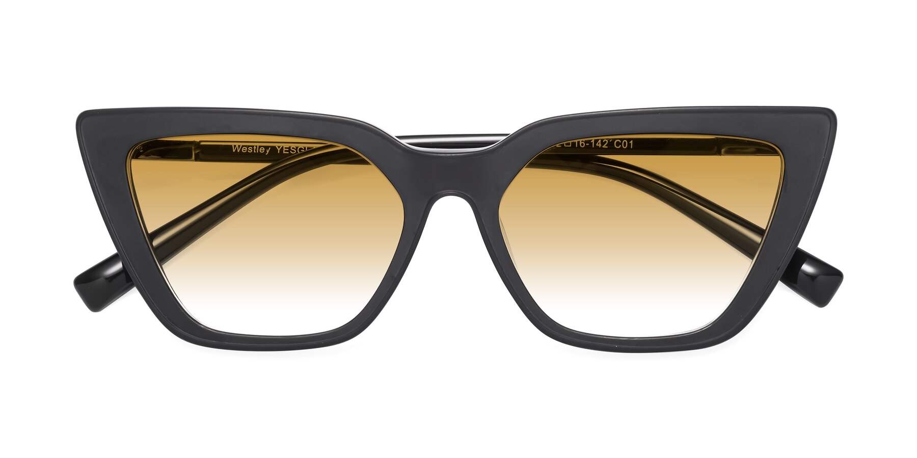 Folded Front of Westley in Matte Black with Champagne Gradient Lenses