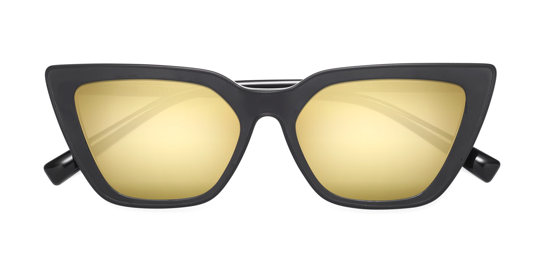 Folded Front of Westley in Matte Black with Gold Mirrored Lenses