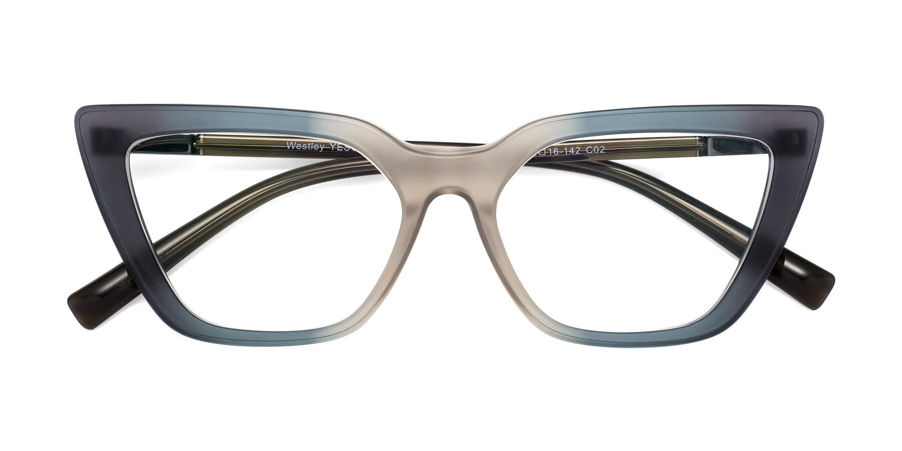 Folded Front of Westley in Gradient Grey with Clear Blue Light Blocking Lenses