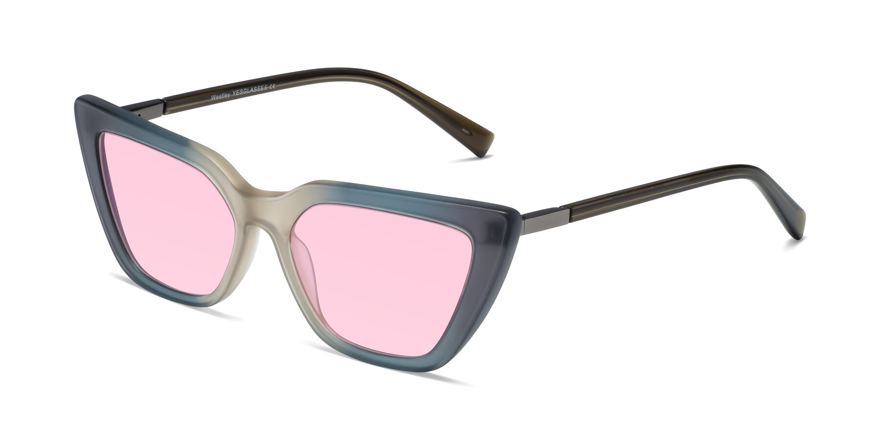 Angle of Westley in Gradient Grey with Light Pink Tinted Lenses