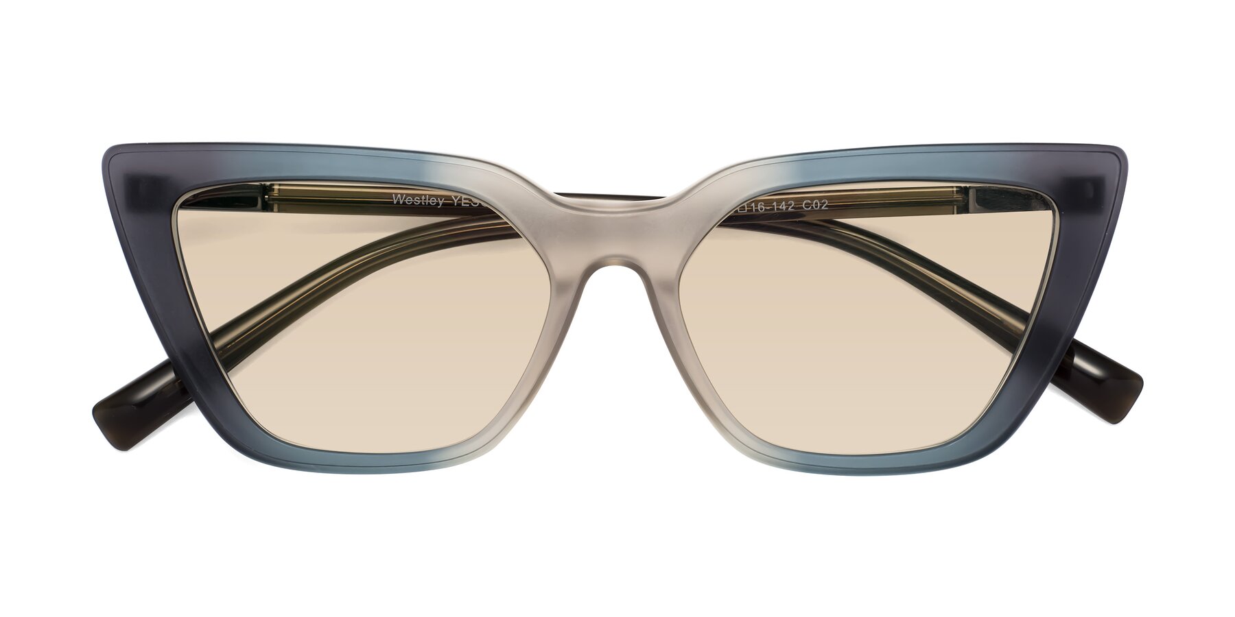 Folded Front of Westley in Gradient Grey with Light Brown Tinted Lenses