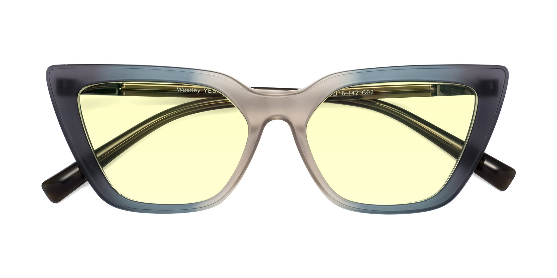 Folded Front of Westley in Gradient Grey with Light Yellow Tinted Lenses