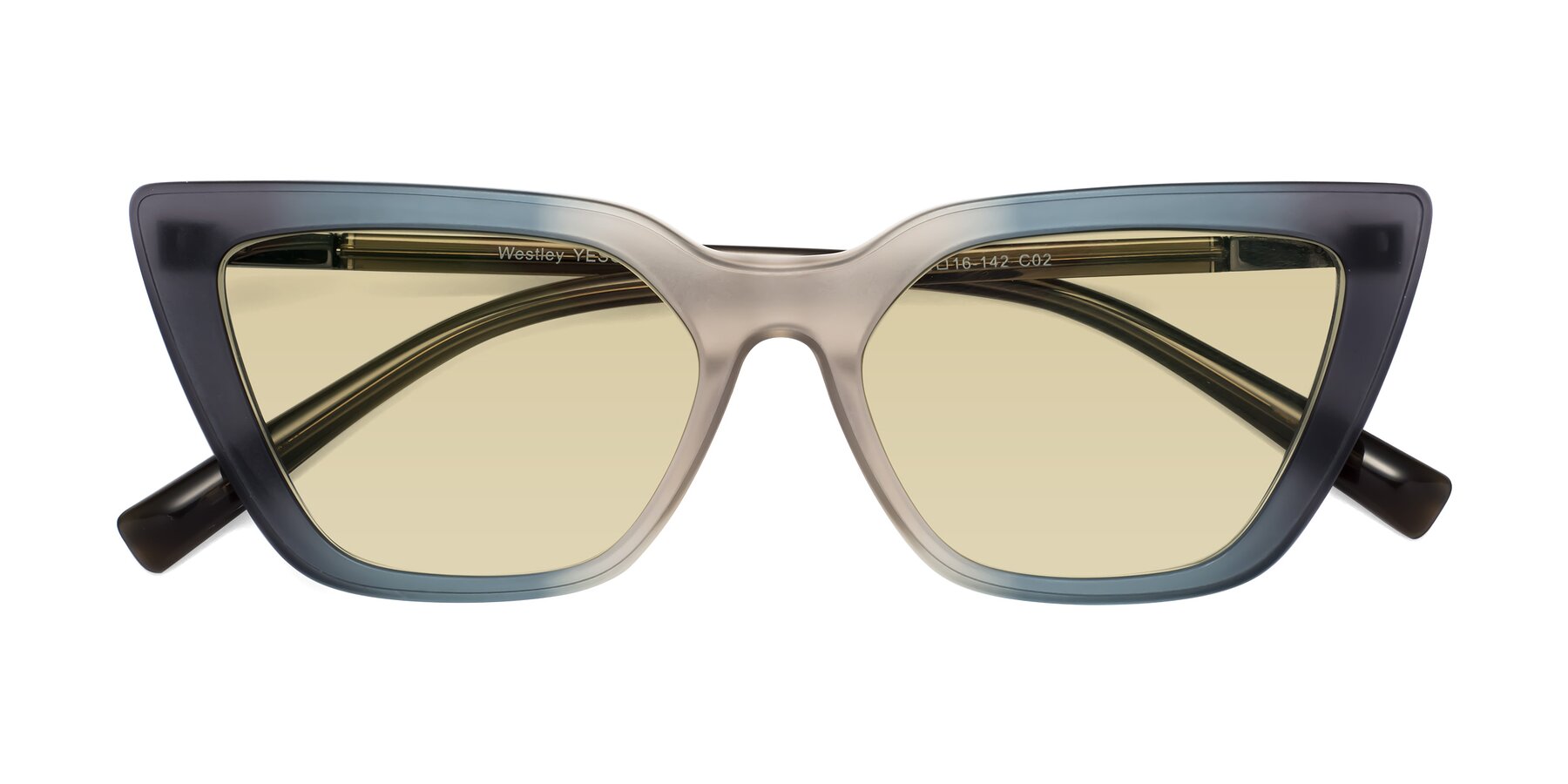 Folded Front of Westley in Gradient Grey with Light Champagne Tinted Lenses