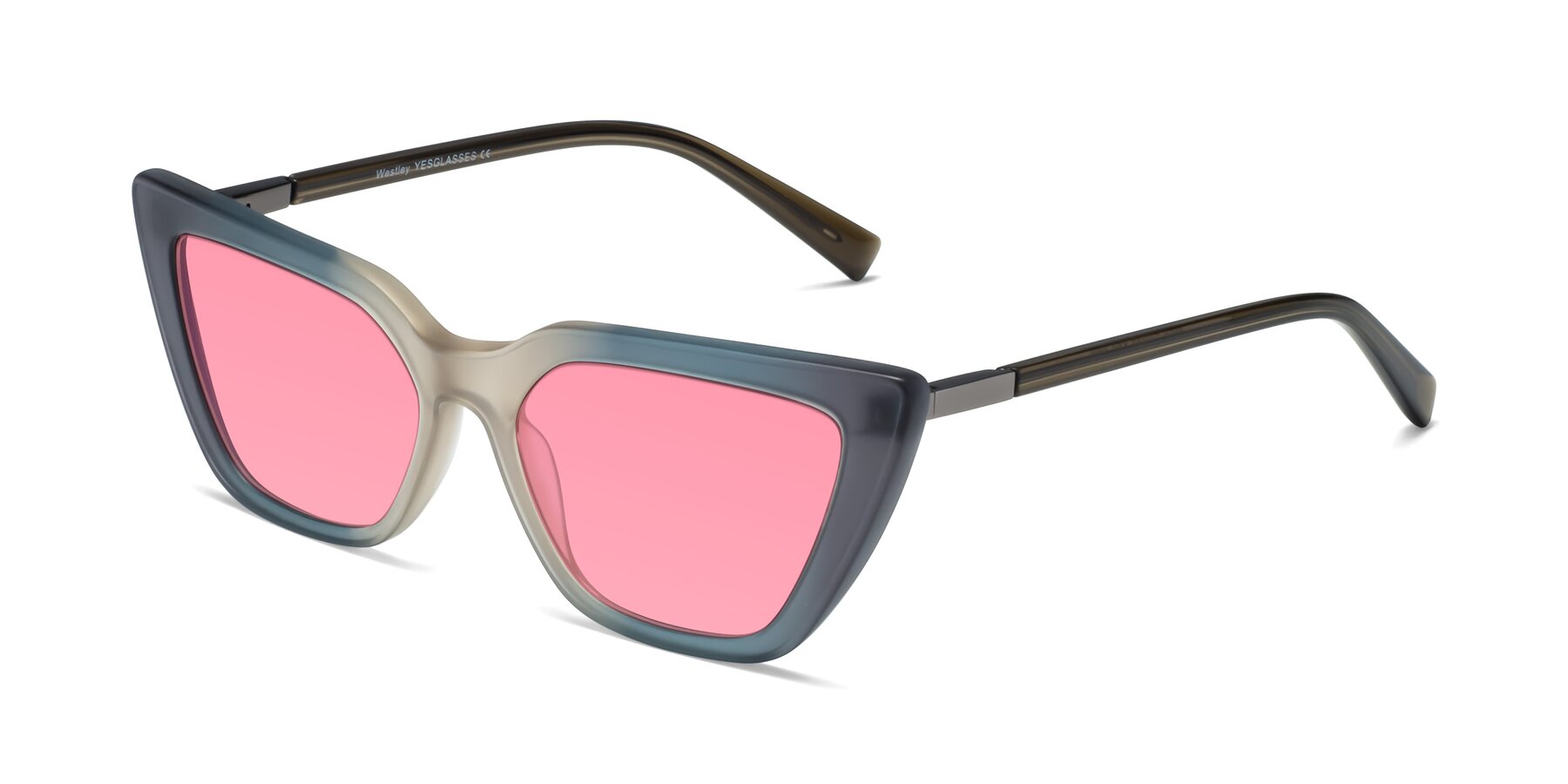 Angle of Westley in Gradient Grey with Pink Tinted Lenses