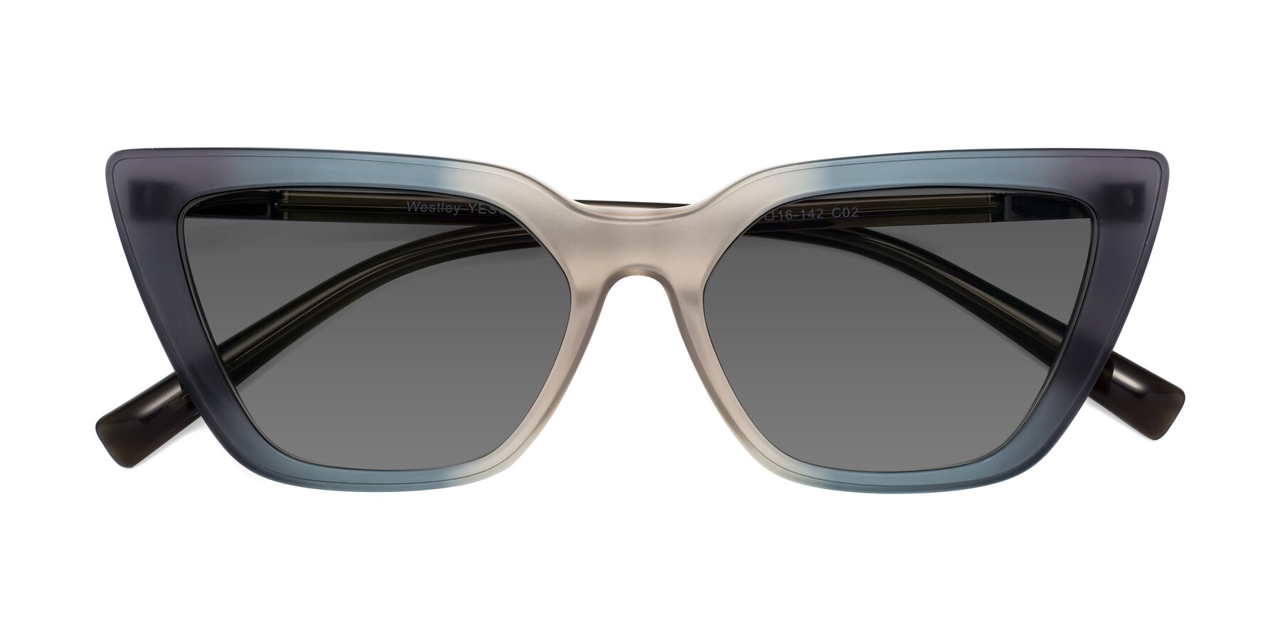 Folded Front of Westley in Gradient Grey with Medium Gray Tinted Lenses