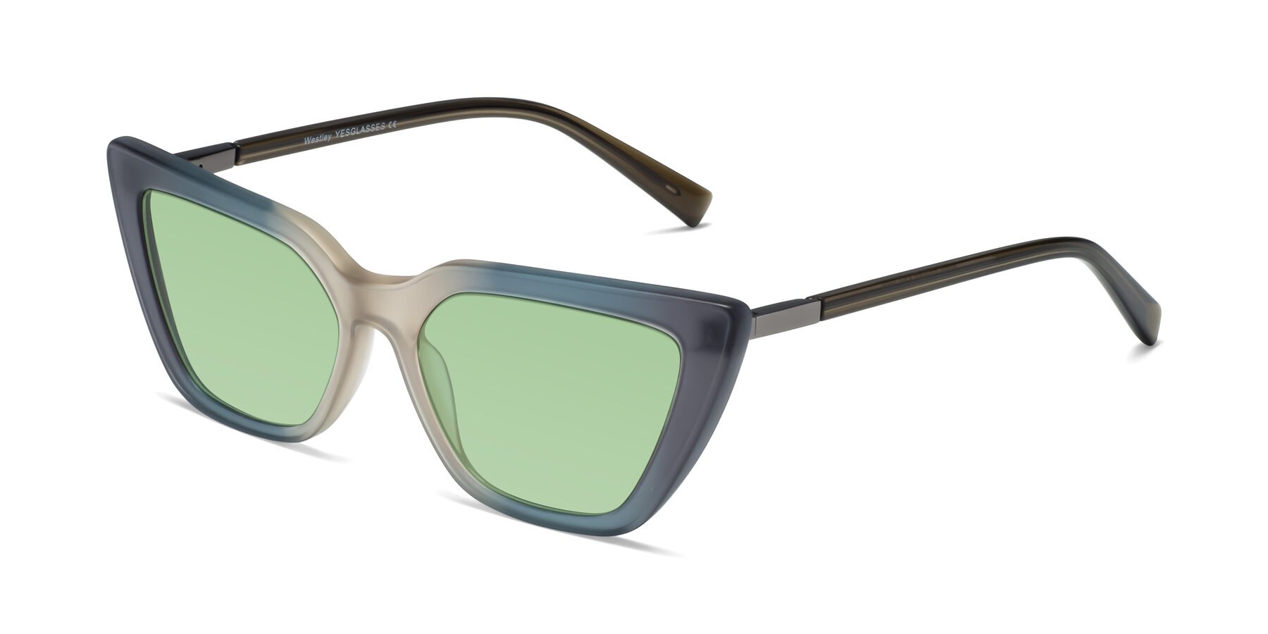 Angle of Westley in Gradient Grey with Medium Green Tinted Lenses
