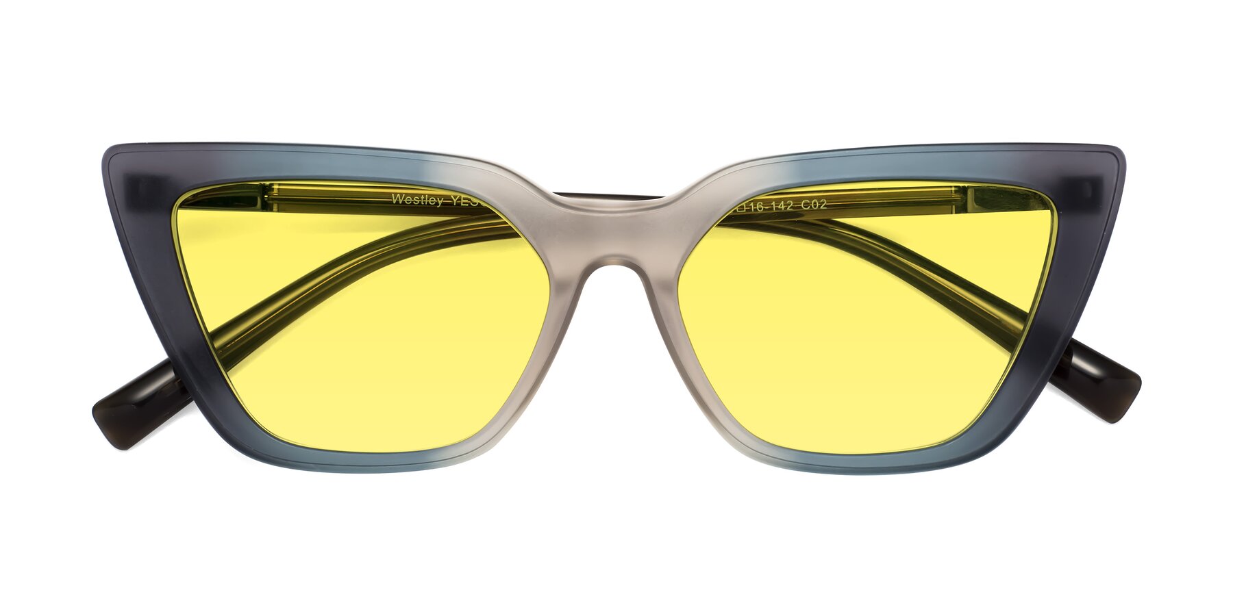 Folded Front of Westley in Gradient Grey with Medium Yellow Tinted Lenses