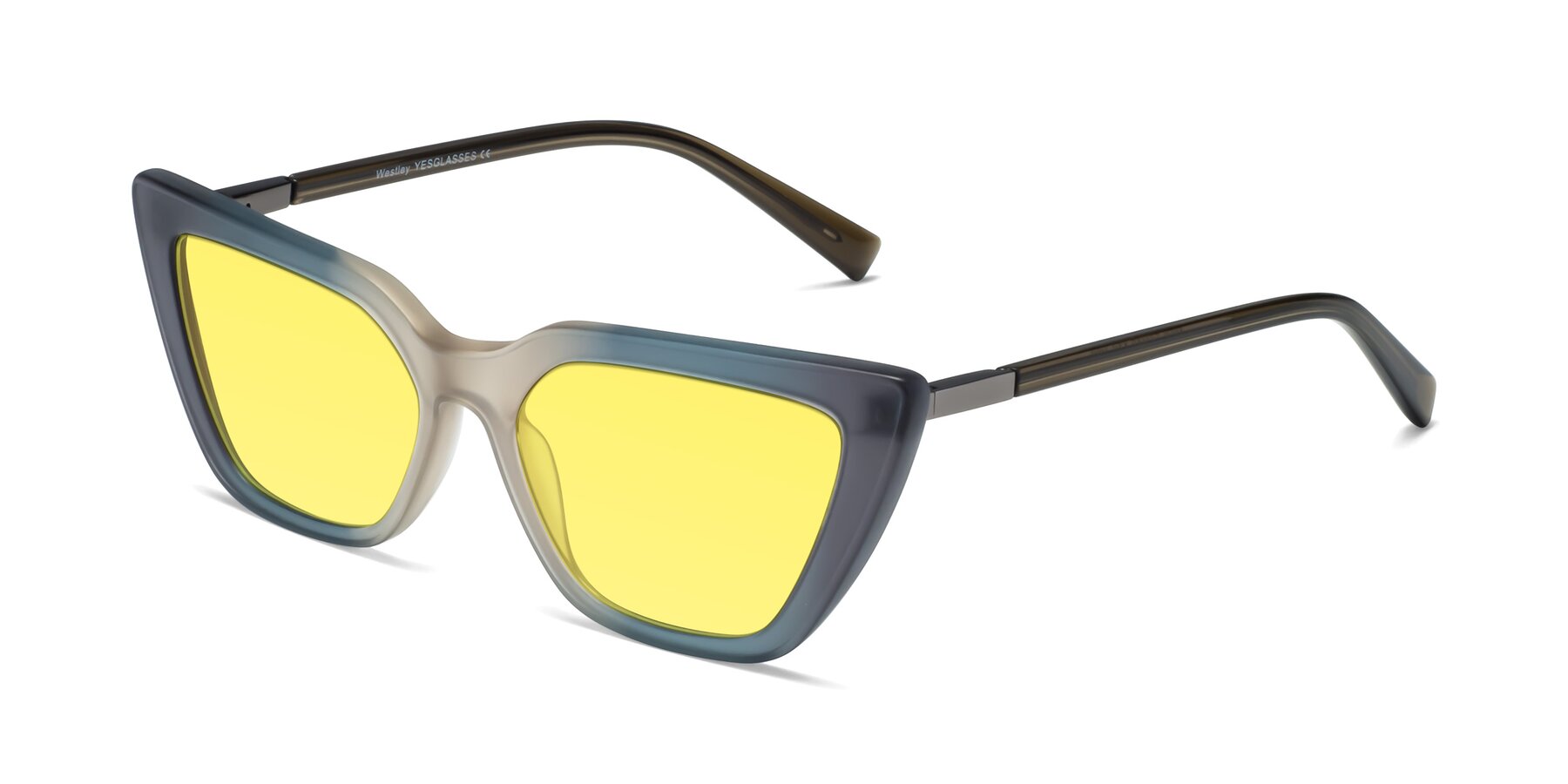 Angle of Westley in Gradient Grey with Medium Yellow Tinted Lenses