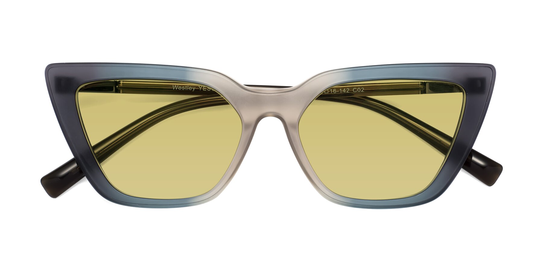 Folded Front of Westley in Gradient Grey with Medium Champagne Tinted Lenses