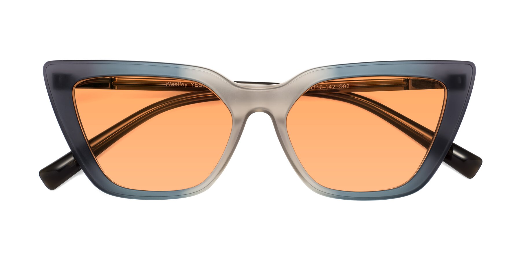 Folded Front of Westley in Gradient Grey with Medium Orange Tinted Lenses