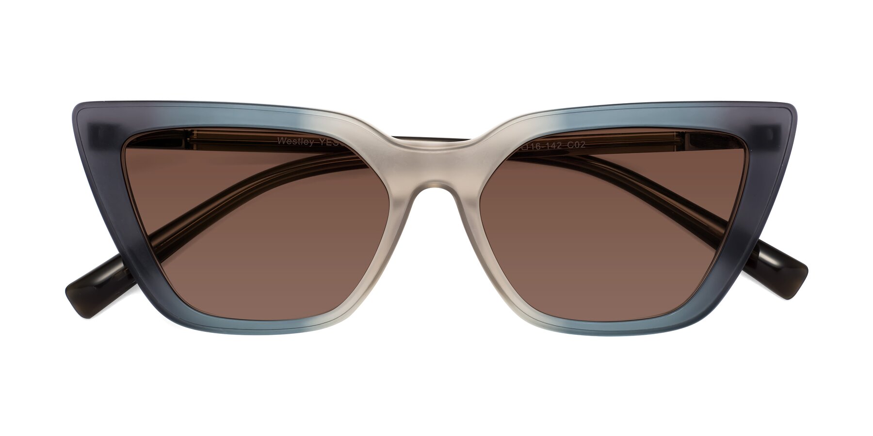 Folded Front of Westley in Gradient Grey with Brown Tinted Lenses
