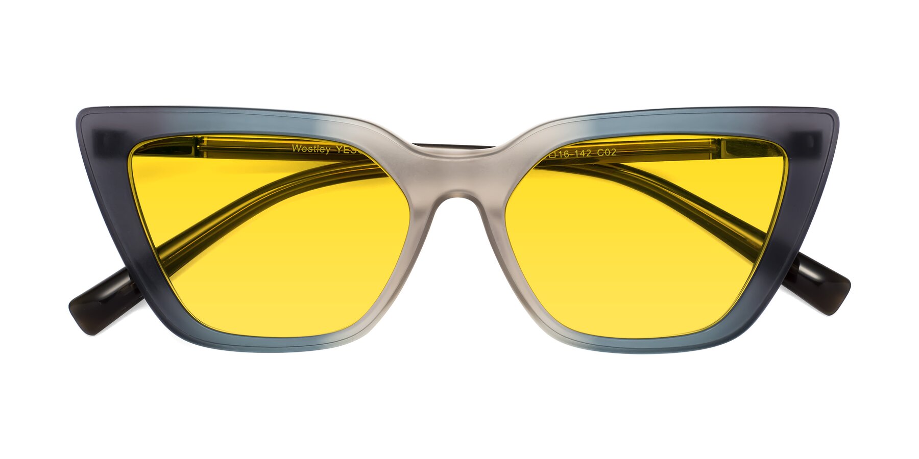 Folded Front of Westley in Gradient Grey with Yellow Tinted Lenses