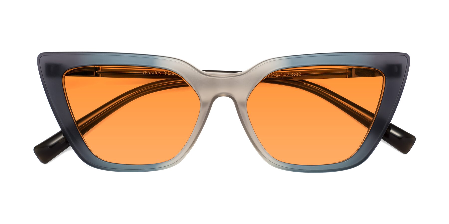 Folded Front of Westley in Gradient Grey with Orange Tinted Lenses
