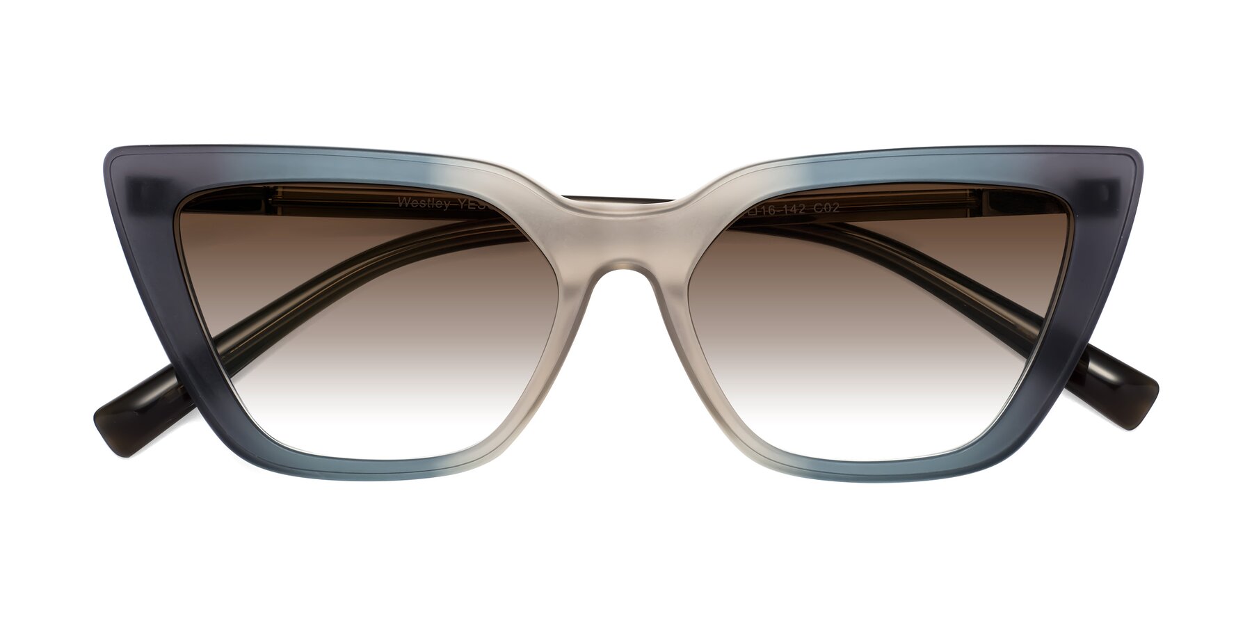 Folded Front of Westley in Gradient Grey with Brown Gradient Lenses